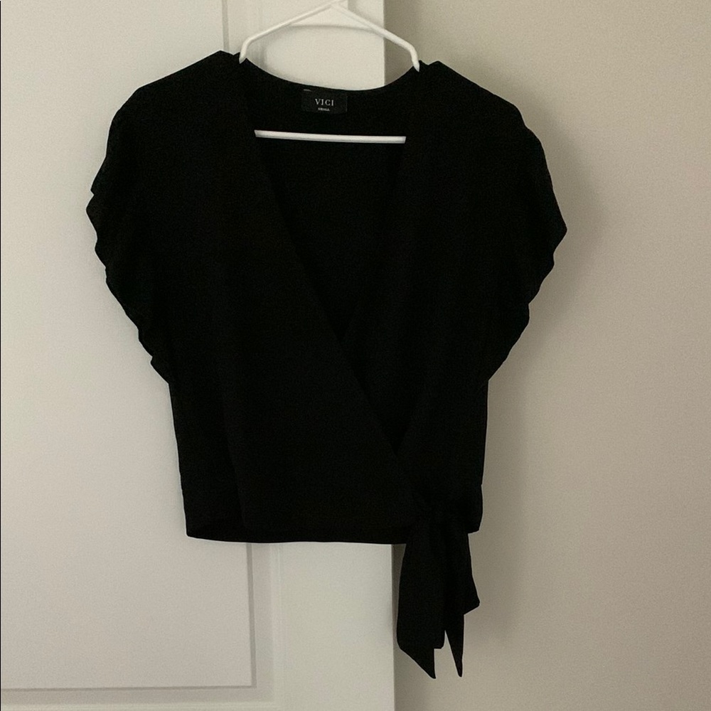 Vici Black Wrap Blouse